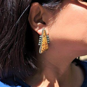 Navajo Jewelry Ocean Jasper Stud Earrings Native American‎ Handmade Southwest***